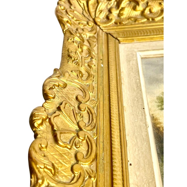 19th Century French Pastoral Landscape Oil Painting in Ornate Giltwood Frame For Sale - Image 17 of 17