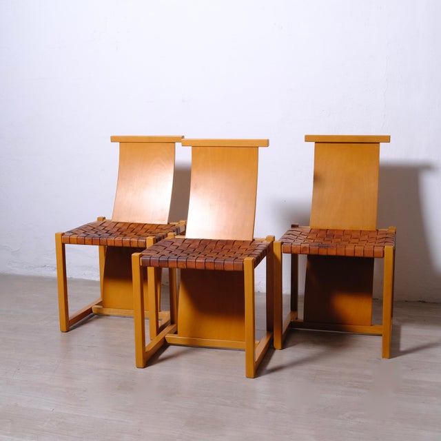 1960s Vintage Chairs in Beech and Leather by Alvar Aalto, 1960s, Set of 3 For Sale - Image 5 of 18