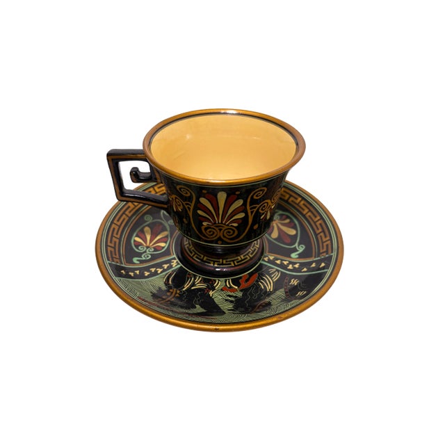 Mediterranean 1970s Greek Pottery Teacup and Saucer For Sale - Image 3 of 11