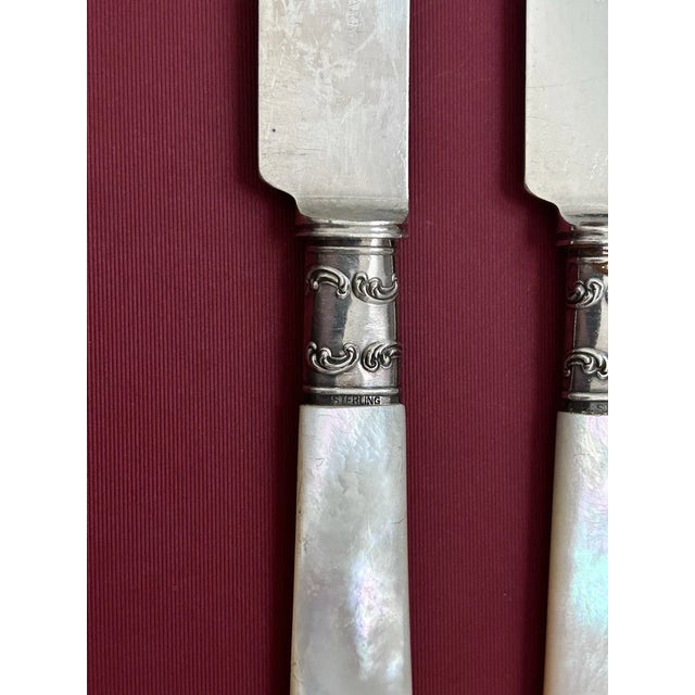 Early 20th Century Set of 6 Sterling Silver Knives With Mother-of-Pearl Handles by Landers, Frary & Clark For Sale - Image 4 of 12
