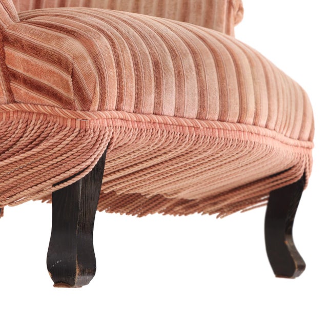 Mauve French Napoleon III Walnut Armchair, C. 1870. For Sale - Image 8 of 8