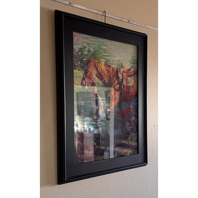 Figurative Good Morning by Jeff Slemons | Soft Pastel on Sanded Paper Boy walking with a horse in a reflective water setting. For Sale - Image 3 of 4