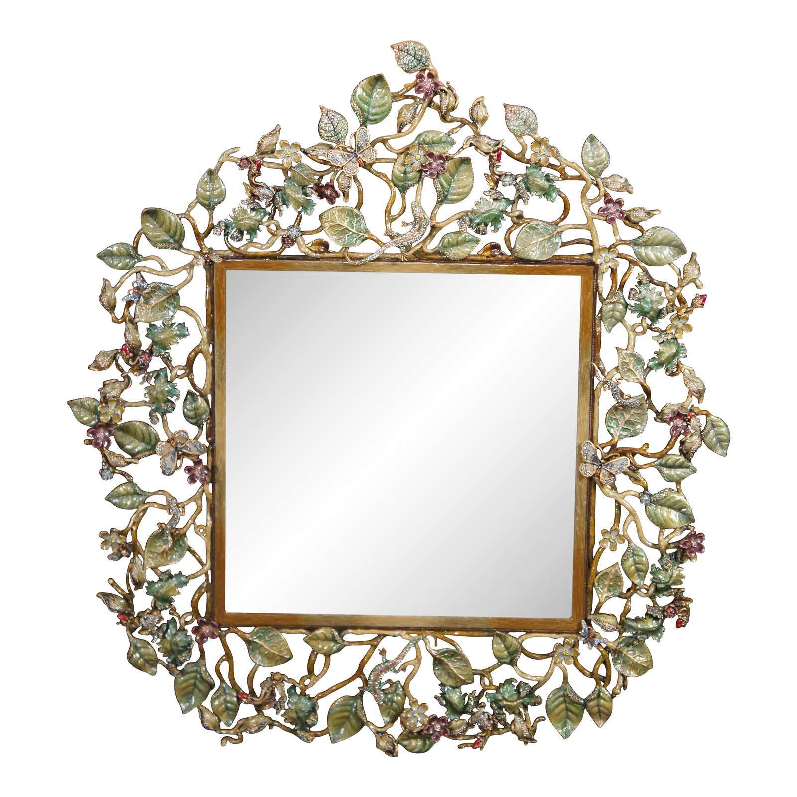 Jay Strongwater Flora and Fauna Enamel Bronze Swarovski Crystal