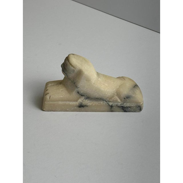 Antique Hand-Carved Alabaster Sphinx, 1890s For Sale - Image 3 of 10
