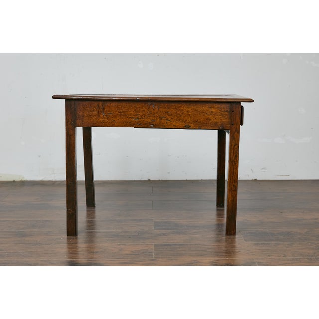 19th Century English Rustic Oak Side Table with Planked Top and Single Drawer For Sale - Image 9 of 12