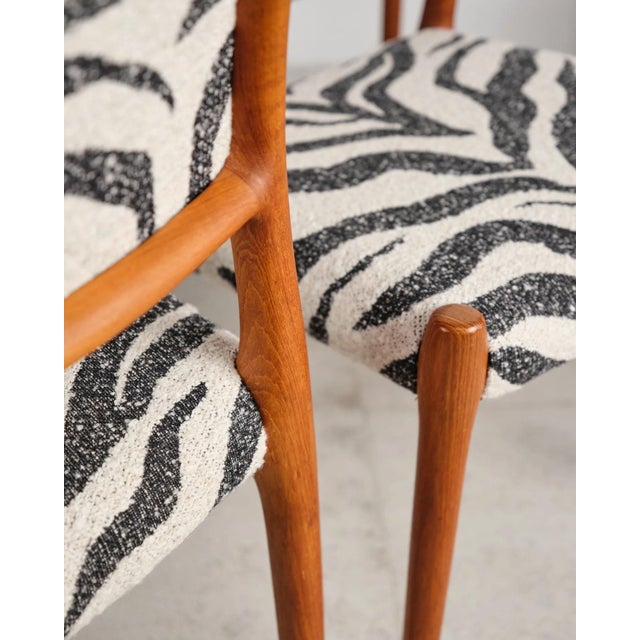 Black Model 80 Dining Chairs in Teak with Zebra-Print Upholstery by Niels O. Møller for j.l. Møllers, Denmark, 1960s, Set of 6 For Sale - Image 8 of 18