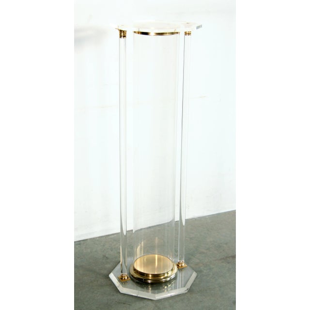 Vintage Lucite & Gold Gilt Brass Display Pedestal For Sale - Image 10 of 10