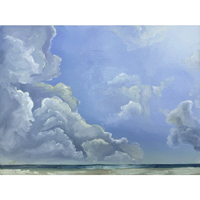 Textile Oil Panting "Clouds and Horizon" by Danka Krol For Sale - Image 7 of 8
