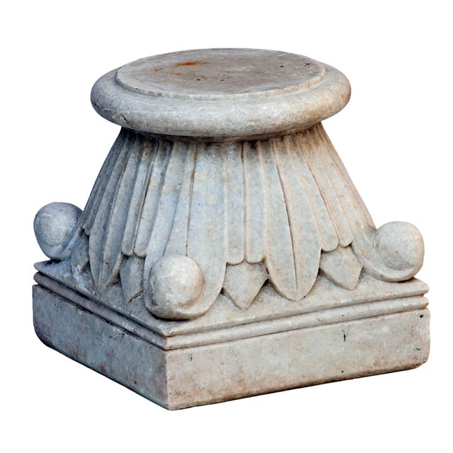 Late 19th Century Antique Carrera Marble Column Base For Sale - Image 5 of 11