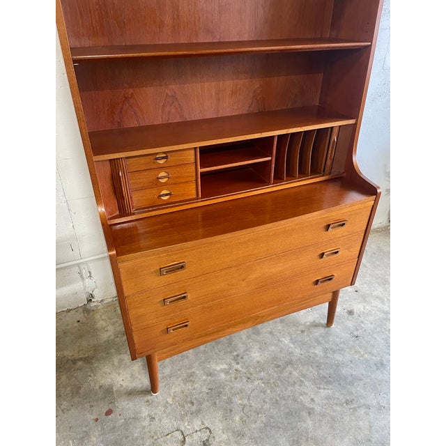 Mid-Century Modern Danish Modern Bookcase With Secretary Desk Johannes Sorth For Sale - Image 3 of 5