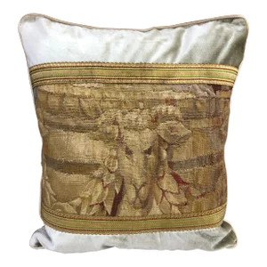 Antique Petite Aubusson Tapestry Decorative Pillow