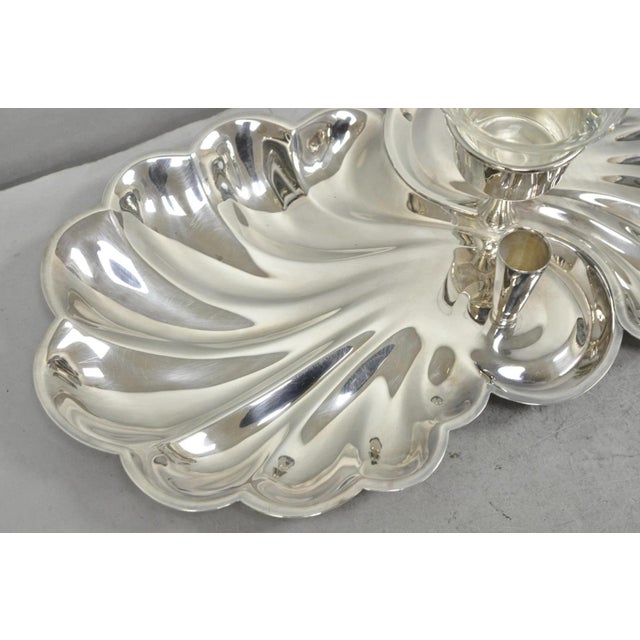 Silver Vintage Sheffield Silver Plated Clam Shell Shrimp Cocktail Serving Platter Tray For Sale - Image 8 of 12