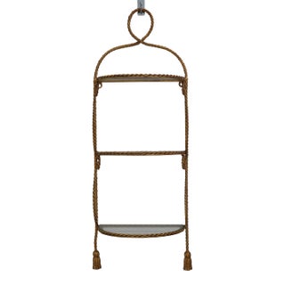 Italian Gold Finish 3 Tier Iron Tassel Shelf For Sale