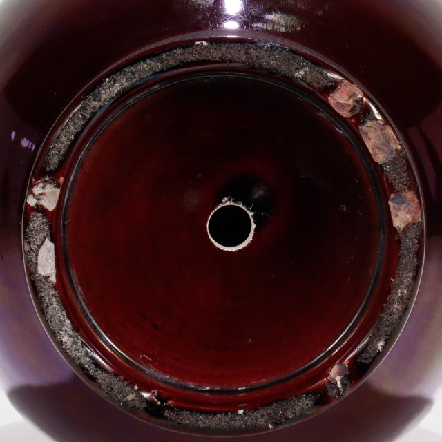 Antique Chinese Porcelain Mallet Form Vase in Aubergine or Eggplant For Sale - Image 9 of 13