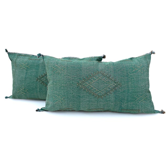 Contemporary Green Silk Decorative Pillow Covers a Pair Chairish