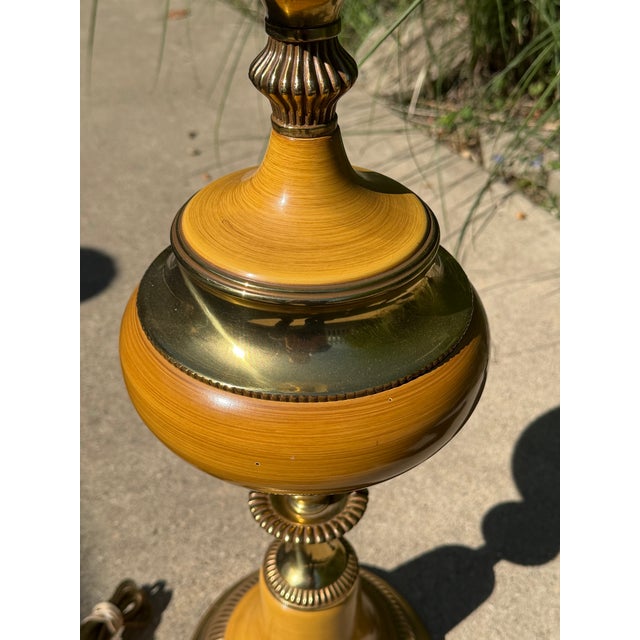 1970s Stiffel Torch Table Lamps, Brass and Enamel- A Pair For Sale - Image 9 of 12