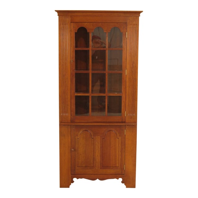 1970s Traditional Stickley Cherry Valley Corner China Cabinet