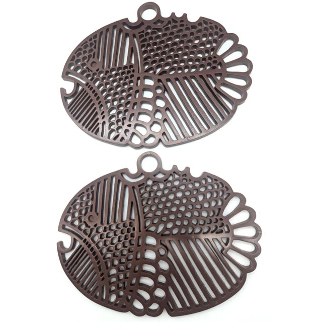 Brown 1970's Gunnar Cyren "Lars" Melamine Trivets, a Pair For Sale - Image 8 of 10