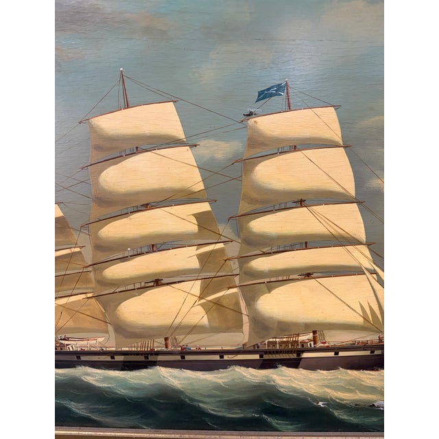 A beautiful 20th century oil on board. Incredible detail ! An American clipper ship “Minerva”. Wood Panel measuring 20” x...
