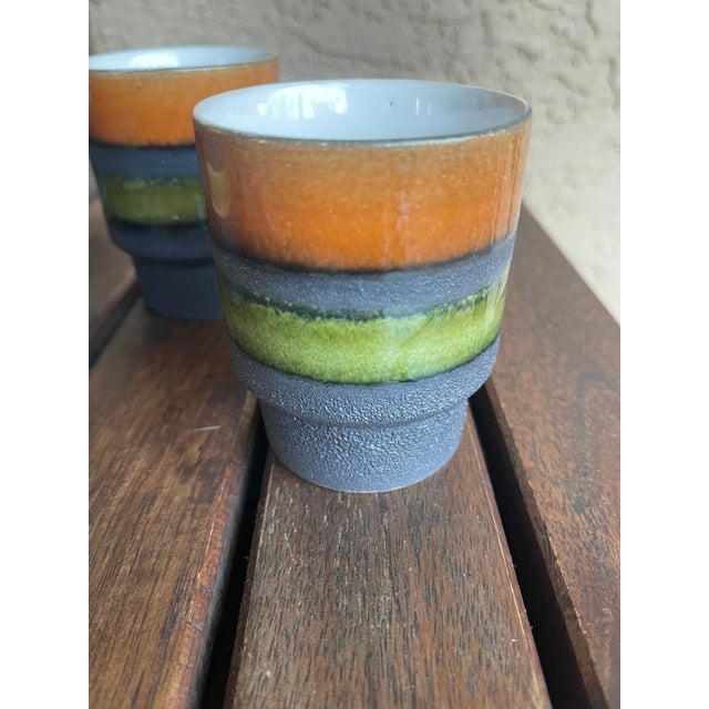 Brutalist Mid20 th Century Brutalist German Pottery WGP Punch Bowl and Cups - 10pcs For Sale - Image 3 of 7