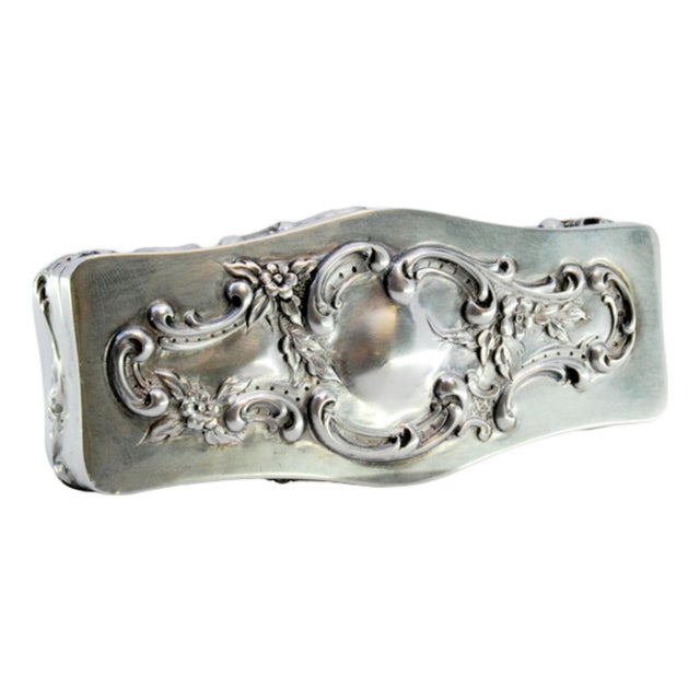 Box in Embossed Silver with Floral Motifs and Scrolls For Sale