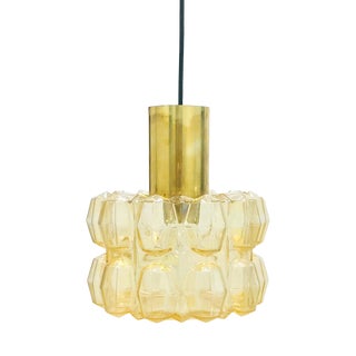 Large Amber Bubble Glass Pendant or Ceiling Light by Helena Tynell for Limburg, Germany, 1960s For Sale