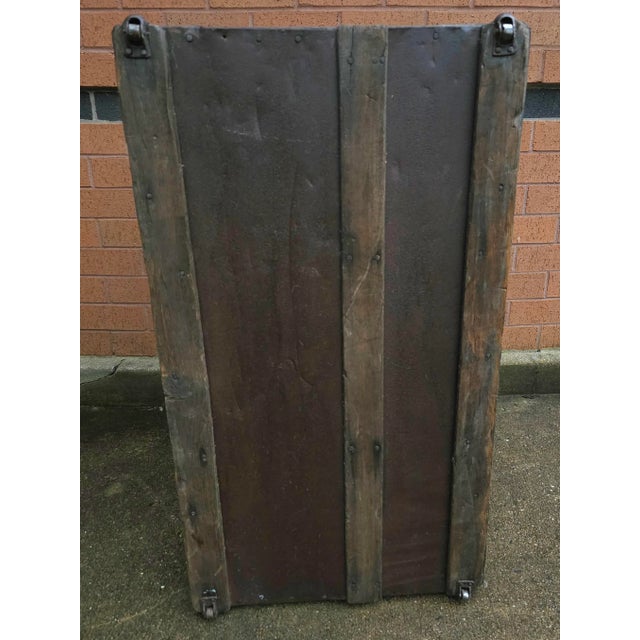 Gray 19th C. Refurbished and ReUpholstered Dome Top Metal & Wood Bound Blanket Chest For Sale - Image 8 of 11