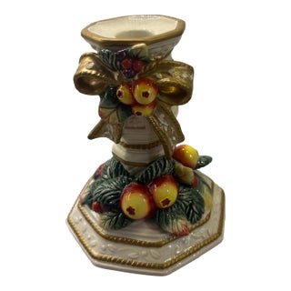 1980s Fitz and Floyd Renaissance Style Holiday Candlestick Holder For Sale