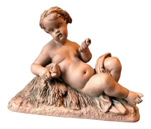 19th Century Antique Albert-Ernest Carrier-Belleuse French Terracotta Putto Sculpture