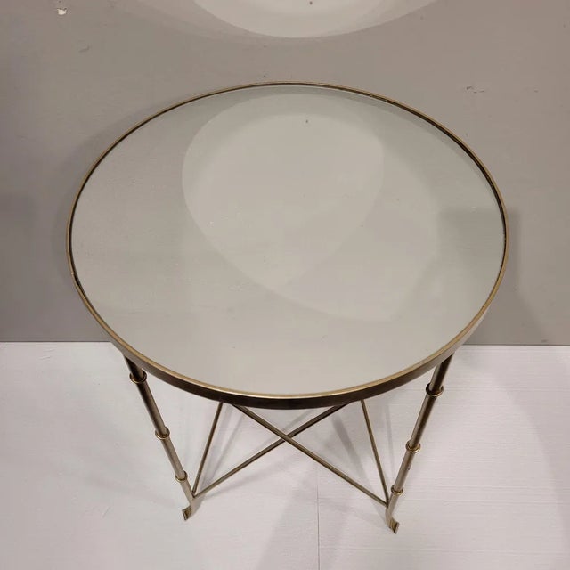 Circular Side Table with Mirror Top in the style of Maison Jansen, France, 1980s For Sale - Image 9 of 13