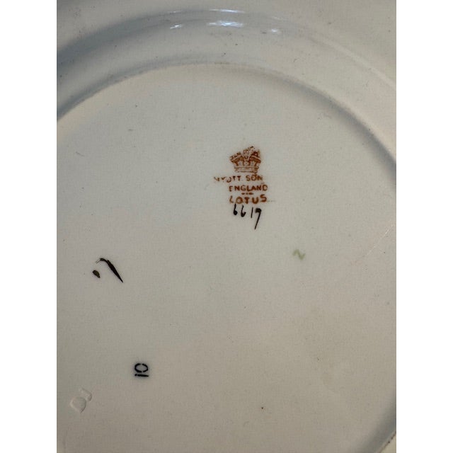 American Antique Myott, Son & Co. Porcelain "Lotus" Dinner Plate. 9.875" Diameter For Sale - Image 3 of 3