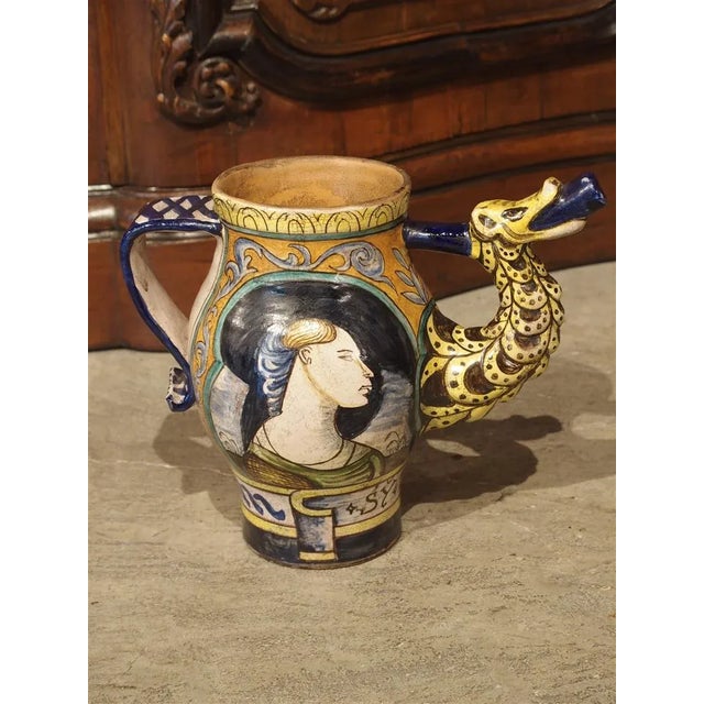 Early 1900s Italian Majolica Orciuolo Apothecary Pitcher For Sale - Image 12 of 13