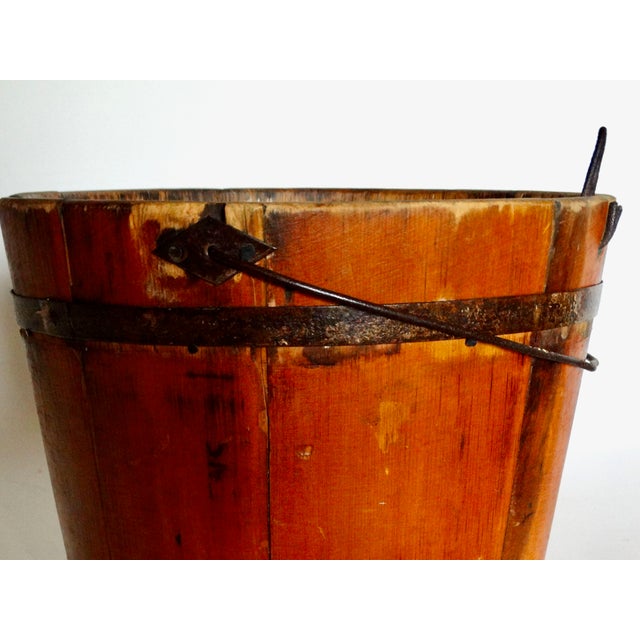 Brown Antique American Staved Maple Sap Bucket For Sale - Image 8 of 14