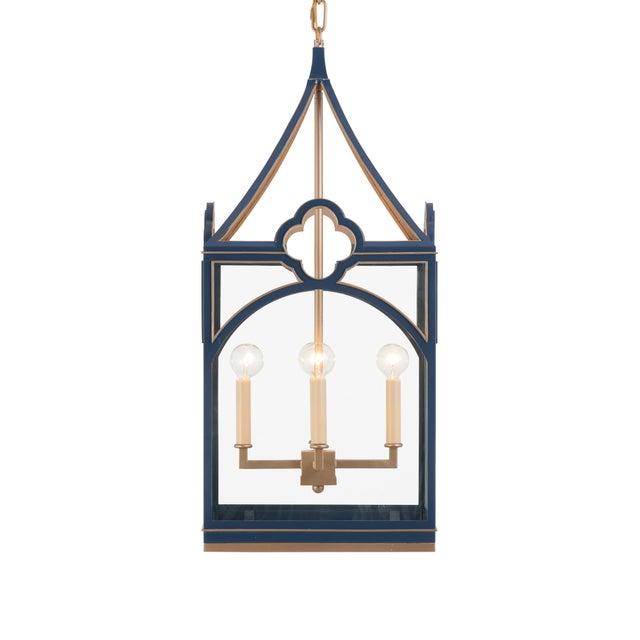 Metal Quatrefoil Lantern - Navy For Sale - Image 7 of 7