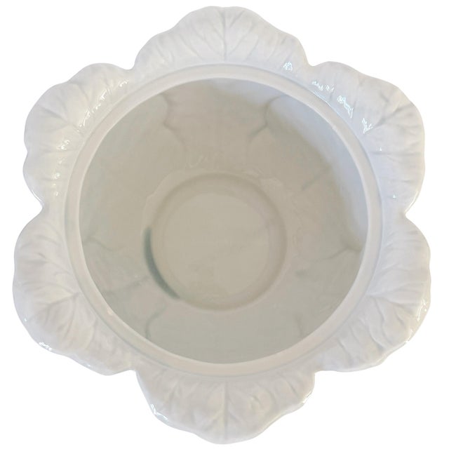 Rare Vintage Fitz and Floyd White Cabbage Leaf Soup Tureen With Asparagus Ladle For Sale - Image 10 of 12