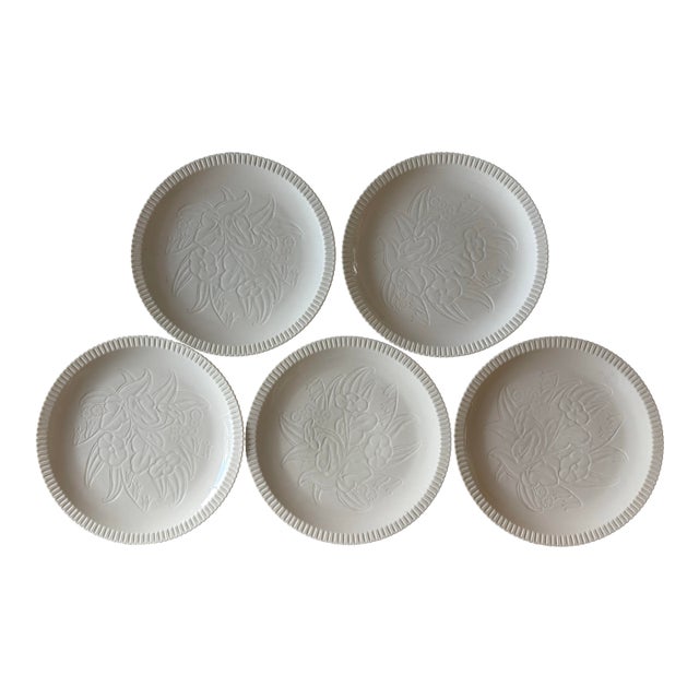 Set of 5 Vintage Syracuse Shelled Floral Dinner Plates For Sale