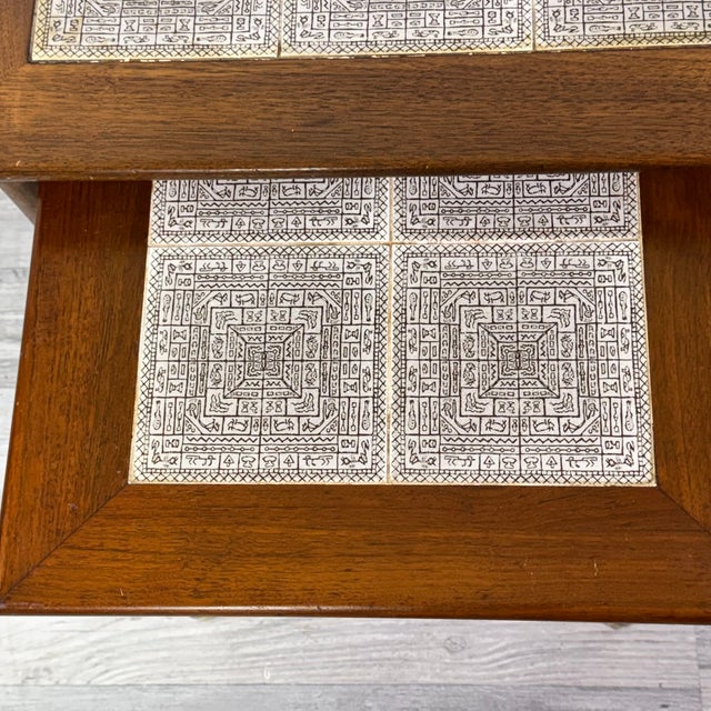 MCM Danish Modern Walnut Tile-Top Nesting Tables For Sale - Image 4 of 11