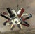 Chrome-plated metal chandelier in the shape of a flower, from the 1970s. Dimensions refer to the pendant light only. Up to...