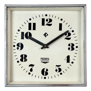 Vintage Industrial Square Wall Clock from Rodopa Chepelare, 1960s