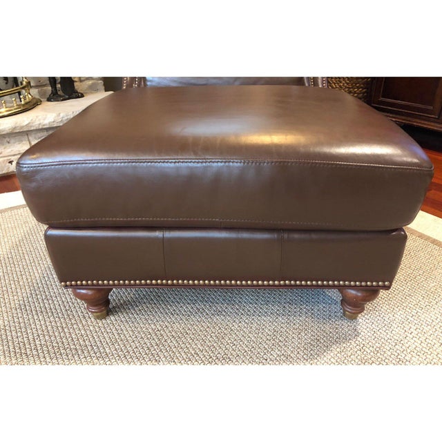 Ethan Allen Leather Chair & Ottoman Chairish