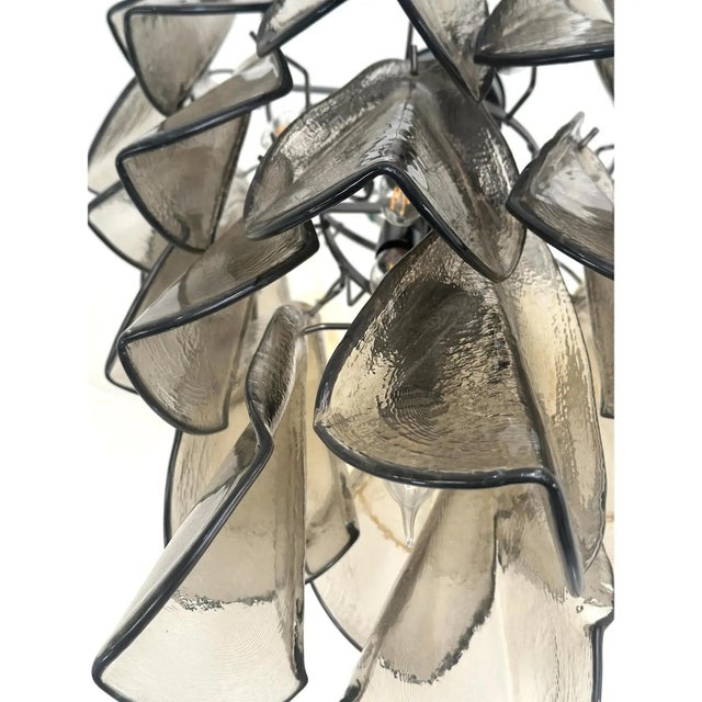 Glass Smoked Fumé Murano Glass “Rondini” Cascade Chandelier, Modern Venetian Design For Sale - Image 7 of 9