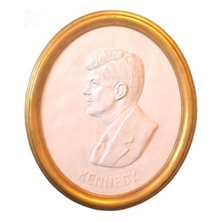 Early 20th Century David Adickes, Texas Artist David Pryor Adickes John F Kennedy Bas Relief Painted Sculpture For Sale