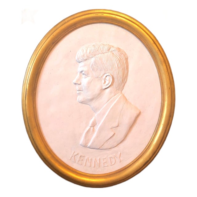 Early 20th Century David Adickes, Texas Artist David Pryor Adickes John F Kennedy Bas Relief Painted Sculpture For Sale