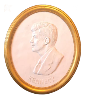 Early 20th Century David Adickes, Texas Artist David Pryor Adickes John F Kennedy Bas Relief Painted Sculpture