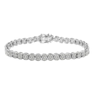 .925 Sterling Silver 2.0 Cttw Diamond Cluster Link Bracelet (I-J Color, I2-I3 Clarity) - Size 7.25" For Sale