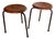 1950s Stalmobler Mid Century Danish 3 Leg Dot Stools Pair Steel Teak MCM For Sale
