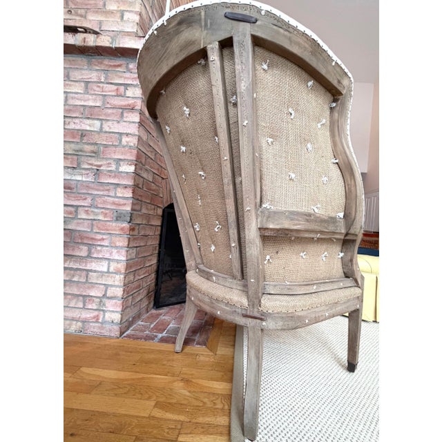 A Pair of Tufted Wingback Chairs in Ivory by Restoration Hardware Attributed to Ralph Lauren Heppelwhite Chairs For Sale - Image 9 of 18