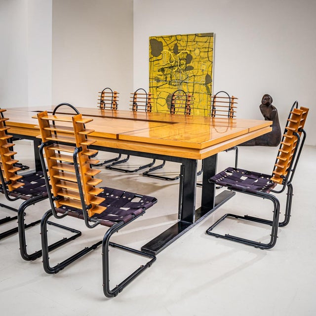Conference Table with Chairs, Rome, 1960s, Set of 11 For Sale - Image 3 of 18