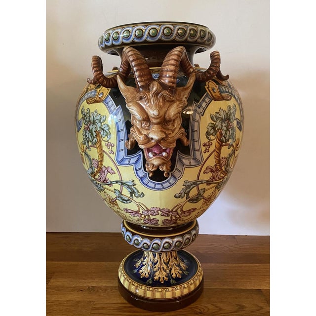 Sarregemines 1880 Monumental French Majolica Jardinière For Sale - Image 4 of 8