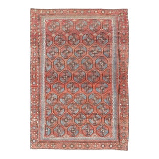 Antique East Turkistan Belouch Rug With Rich Red Lattice Design 5'10" X 8'10" For Sale